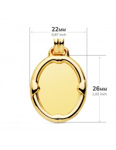 18K CHAPA OVAL BRILLO CON BORDE. 26 X 22 MM. 2