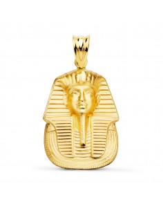 18K COLGANTE ORO AMARILLO EGIPCIO TUTANKAMON MATIZADO. 30X22 MM