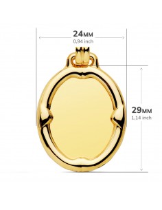 18 CHAPA ORO AMARILLO OVAL BRILLO CON BORDE. 29 X 24 MM. 2