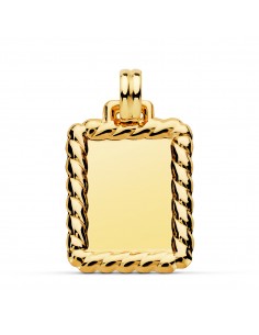 18K CHAPA ORO AMARILLO EN BRILLO CON BORDE. 28 X 23 MM.