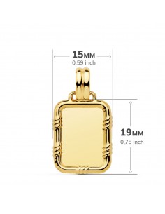 18K CHAPA BRILLO CON BORDE. 19 X 15 MM. 2