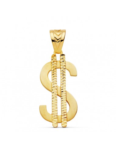 18K COLGANTE SIMBOLO DOLAR ORO AMARILLO. 41 X 21 MM