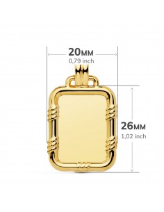 18K CHAPA LISA BRILLO CON BORDE. 26 X 20 MM. 2