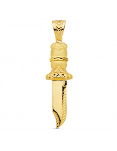 18K COLGANTE PUÑAL TALLADO ORO AMARILLO 2X18 MM