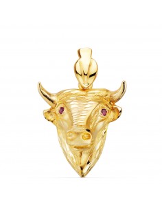 18K COLGANTE ORO AMARILLO FUNDIDO CABEZA DE TORO 27X25 MM