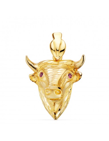 18K COLGANTE ORO AMARILLO FUNDIDO CABEZA DE TORO 27X25 MM