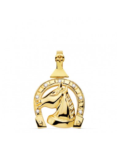 18K COLGANTE ORO AMARILLO HERRADURA CIRCONITA 28X24 MM