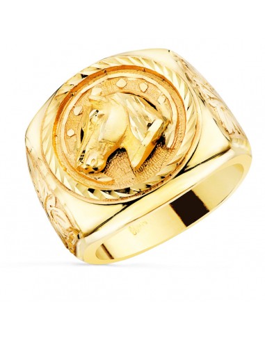 18K SELLO ORO AMARILLO HERRADURA CABALLO ANCHO TOTAL 20 MM