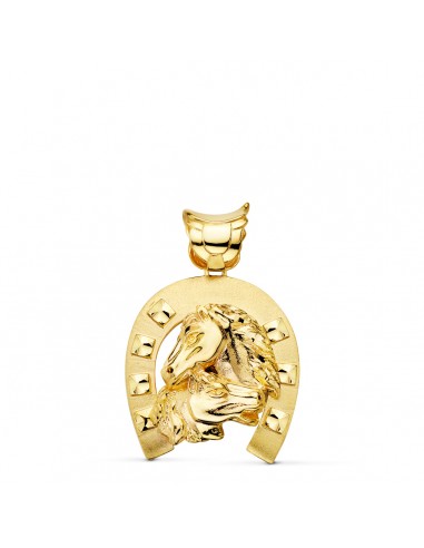 18K COLGANTE ORO AMARILLO HERRADURA CON CABALLOS 35X32 MM