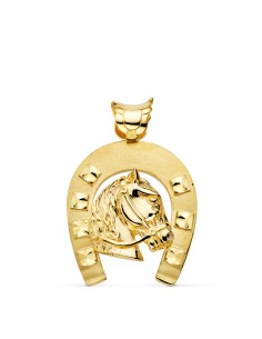 18K COLGANTE ORO AMARILLO HERRADURA CON CABALLO 44X39 MM