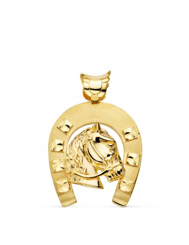 18K COLGANTE ORO AMARILLO HERRADURA CON CABALLO 44X39 MM