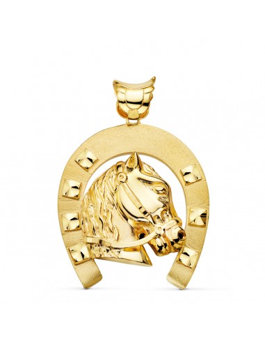 18K COLGANTE ORO AMARILLO HERRADURA CON CABALLO 50X44 MM
