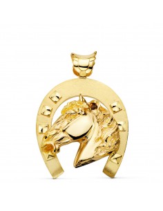 18K COLGANTE ORO AMARILLO HERRADURA CON CABALLO 50X44 MM