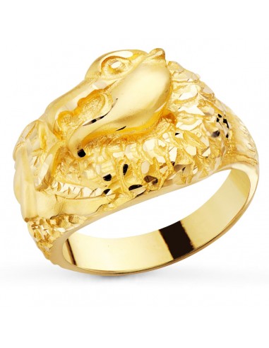 18K SELLO ORO AMARILLO MACIZO DRAGON TALLADO. ANCHO 20 MM