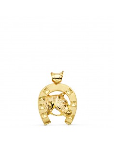 18K COLGANTE ORO AMARILLO HERRADURA CON CABALLO 29X27 MM