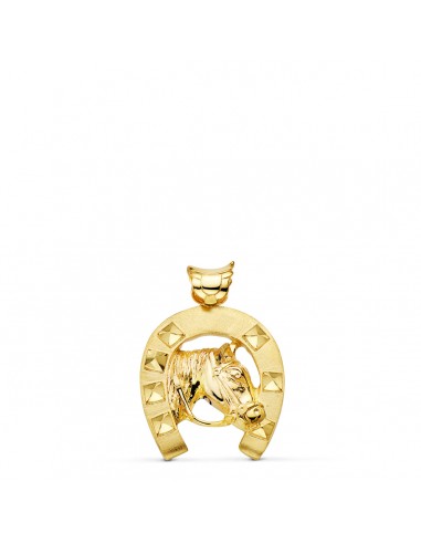 18K COLGANTE ORO AMARILLO HERRADURA CON CABALLO 29X27 MM