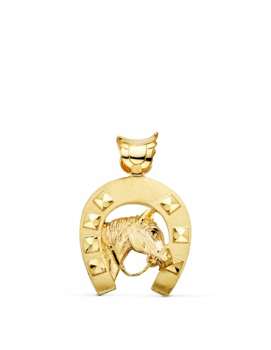 18K COLGANTE ORO AMARILLO HERRADURA CON CABALLO 36X32 MM