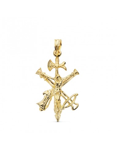 18K COLGANTE CRUZ CRISTO LEGION ORO AMARILLO 29X18 MM