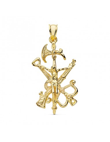 18K COLGANTE CRUZ CRISTO LEGION ORO AMARILLO 44X22 MM