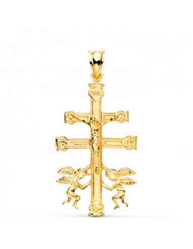 18K CRUZ ORO AMARILLO CARAVACA CON CRISTO. 36 X 22 MM