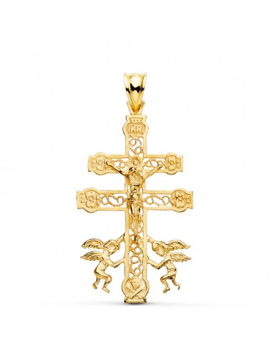 18K CRUZ DE CARAVACA ORO AMARILLO CALADA 42X24 MM