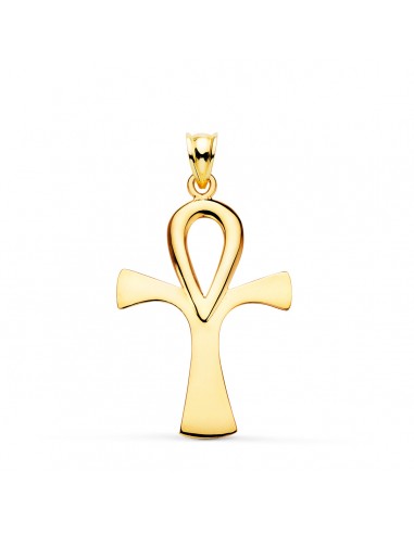 18K CRUZ DE LA VIDA EGIPCIA ORO AMARILLO SIN CRISTO EN BRILLO 36 X 23 MM AMULETO EGIPCIO ANKH