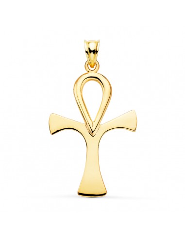 18K CRUZ DE LA VIDA EGIPCIA ORO AMARILLO SIN CRISTO EN BRILLO 40 X 30 MM AMULETO EGIPCIO ANKH.