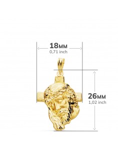 18K COLGANTE CABEZA DE CRISTO CON CRUZ. 26 X 18 MM. 2.40 GRS 2