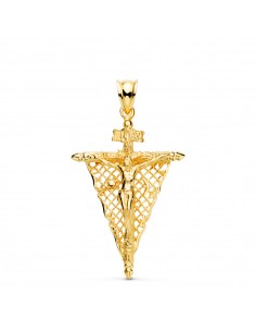 18K CRUZ ORO AMARILLO CON CRISTO DEL REMEDIO DE ANIMAS 35X23 MM