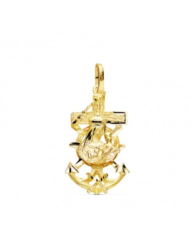 18K CRUZ MARINERA VIRGEN DEL CARMEN ORO AMARILLO 27X15 MM