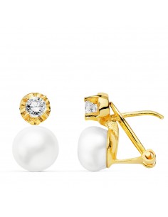 18K PENDIENTES PERLAS BOTÓN 13 X 7 MM.