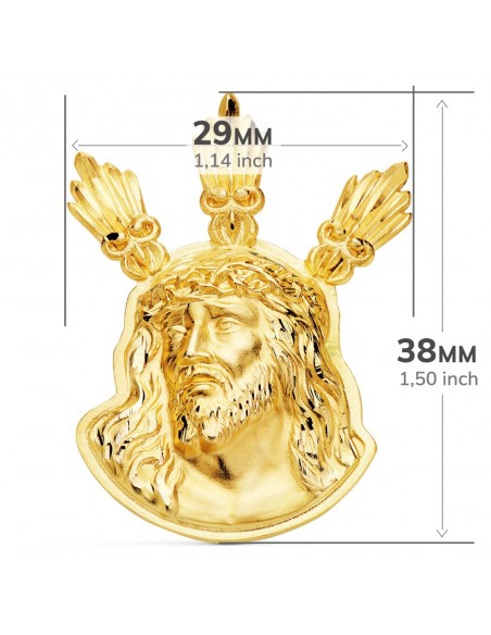 18K COLGANTE CABEZA DE CRISTO POTENCIAS 38 X 29 MM