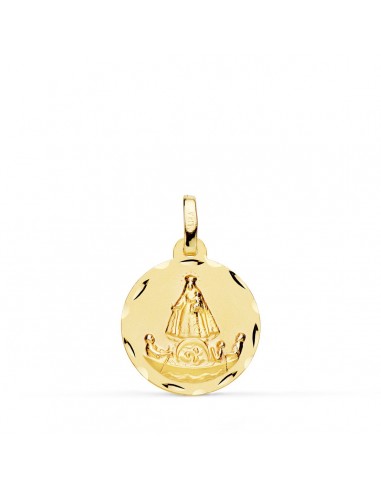 18K MEDALLA ORO AMARILLO VIRGEN CARIDAD DEL COBRE BALSA 16 MM TALLADA