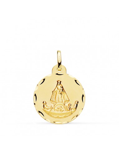 18K MEDALLA ORO AMARILLO VIRGEN CARIDAD DEL COBRE BALSA TALLADA 20 MM