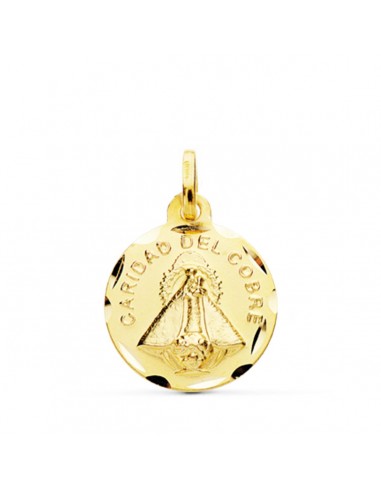 18K MEDALLA ORO AMARILLO VIRGEN DE LA CARIDAD DEL COBRE TALLADA 14 MM