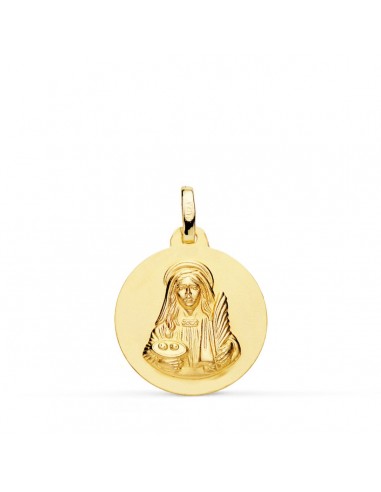 18K MEDALLA ORO AMARILLO SANTA LUCIA MATIZADA LISA 18 MM
