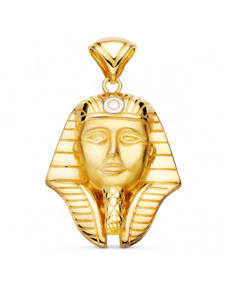 18K COLGANTE ORO BICOLOR TUTANKAMON BRILLO. 32 X 28 MM