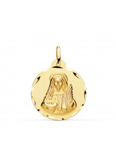 18K MEDALLA ORO AMARILLO SANTA LUCIA TALLADA 22 MM