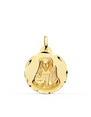 18K MEDALLA ORO AMARILLO SANTA LUCIA TALLADA 22 MM