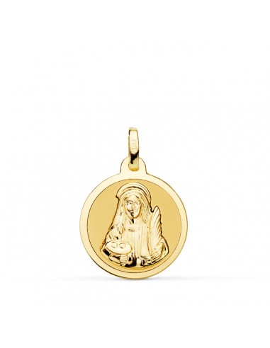 18K MEDALLA ORO AMARILLO SANTA LUCIA BRILLO 18 MM
