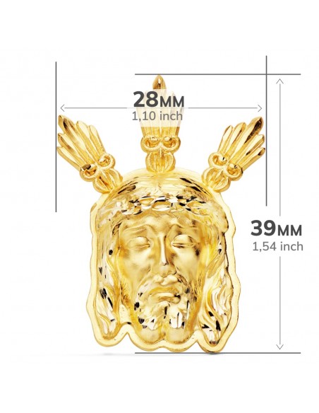 18K COLGANTE CABEZA DE CRISTO POTENCIAS 39 X 28 MM