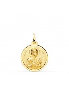 18K MEDALLA ORO AMARILLO SANTA GEMA BISEL 18 MM