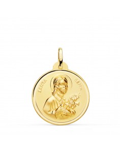 18K MEDALLA ORO AMARILLO SANTA GEMA BISEL 22 MM
