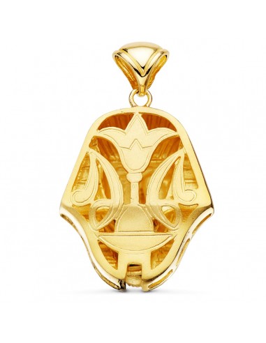 18K COLGANTE ORO BICOLOR TUTANKAMON BRILLO. 32 X 28 MM