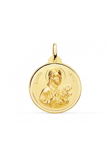 18K MEDALLA ORO AMARILLO SANTA GEMA BISEL 22 MM