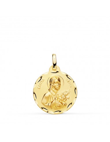 18K MEDALLA ORO AMARILLO SANTA GEMA TALLADA 18 MM
