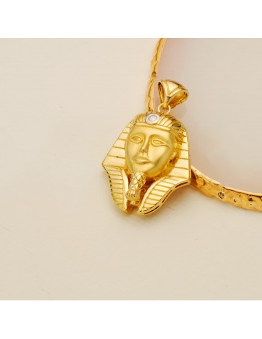18K COLGANTE ORO BICOLOR TUTANKAMON BRILLO. 32 X 28 MM