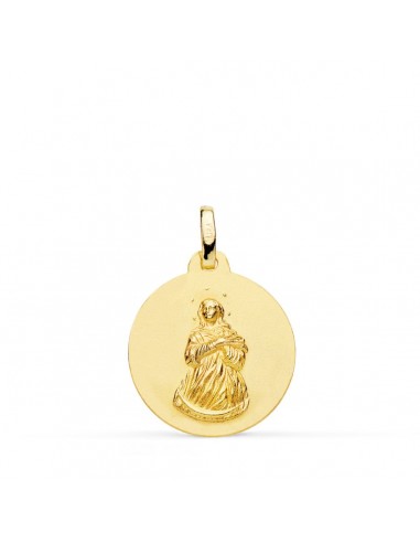 18K MEDALLA ORO AMARILLO VIRGEN INMACULADA MATIZADA LISA 18 MM