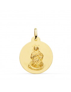 18K MEDALLA ORO AMARILLO VIRGEN INMACULADA MATIZADA LISA 22 MM
