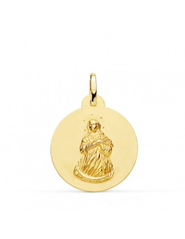 18K MEDALLA ORO AMARILLO VIRGEN INMACULADA MATIZADA LISA 22 MM